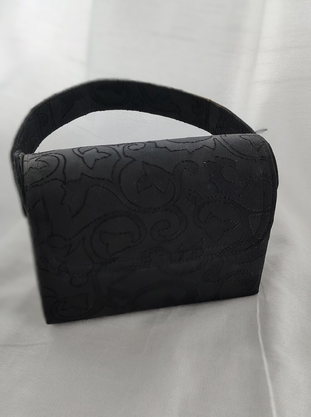 Classic Black Mini Evening Clutch/Handbag/Purse with Stitched Embossing Details